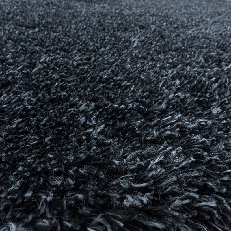 Round High-Pile Floor Rug - Fuzzy Anthracite