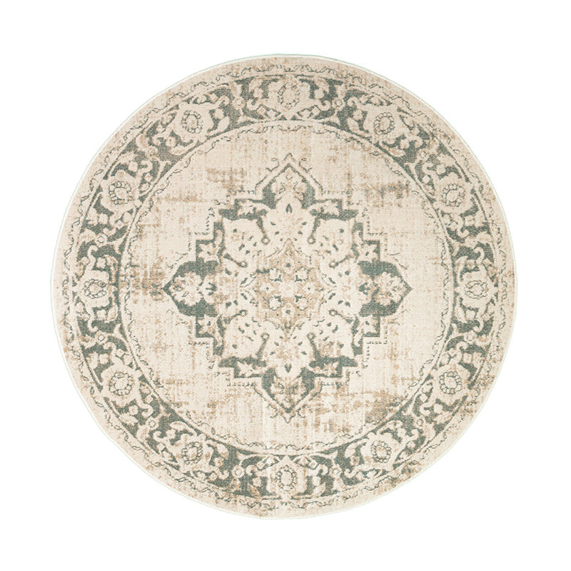 Round Vintage Rug - Spring Medallion Cream/Green