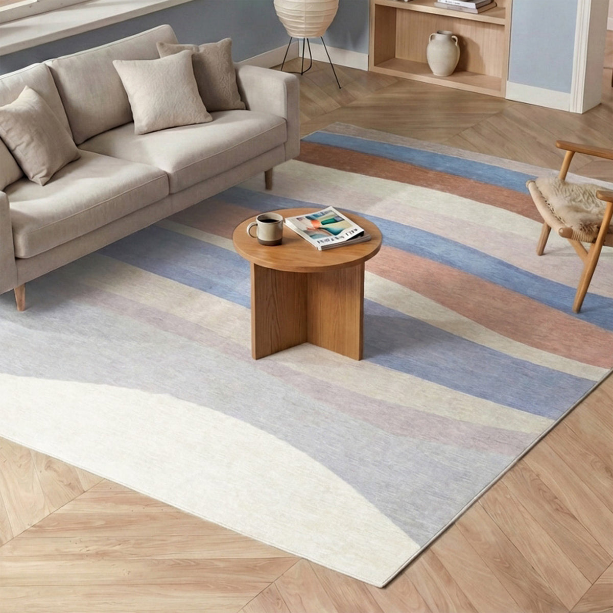 Geometric Rug – Swing Waves Blue/Pink