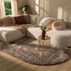 Oval Shaggy Rug - Blaze Taupe