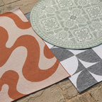 In- & Outdoor Teppich Quadrat - Summer Tile Hellgrau