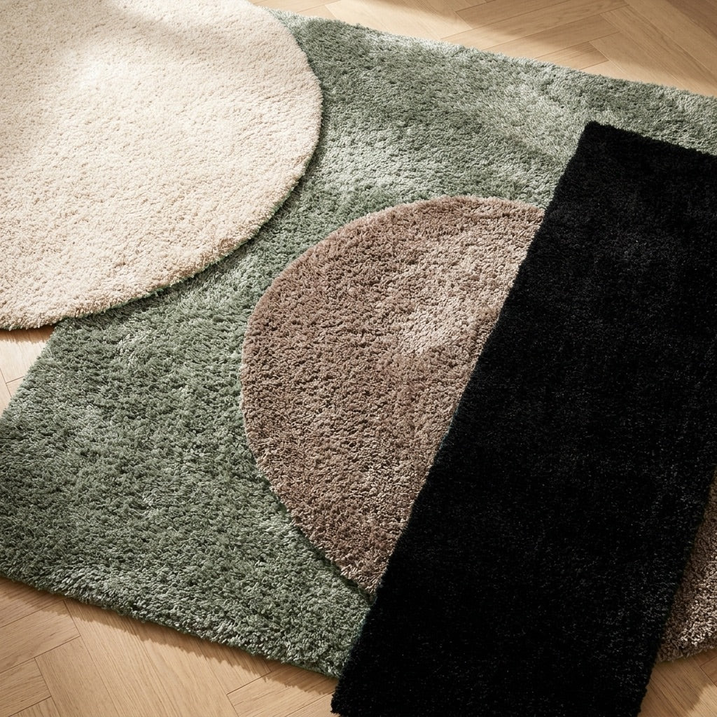 Oval Shaggy Rug - Blaze Beige/Grey