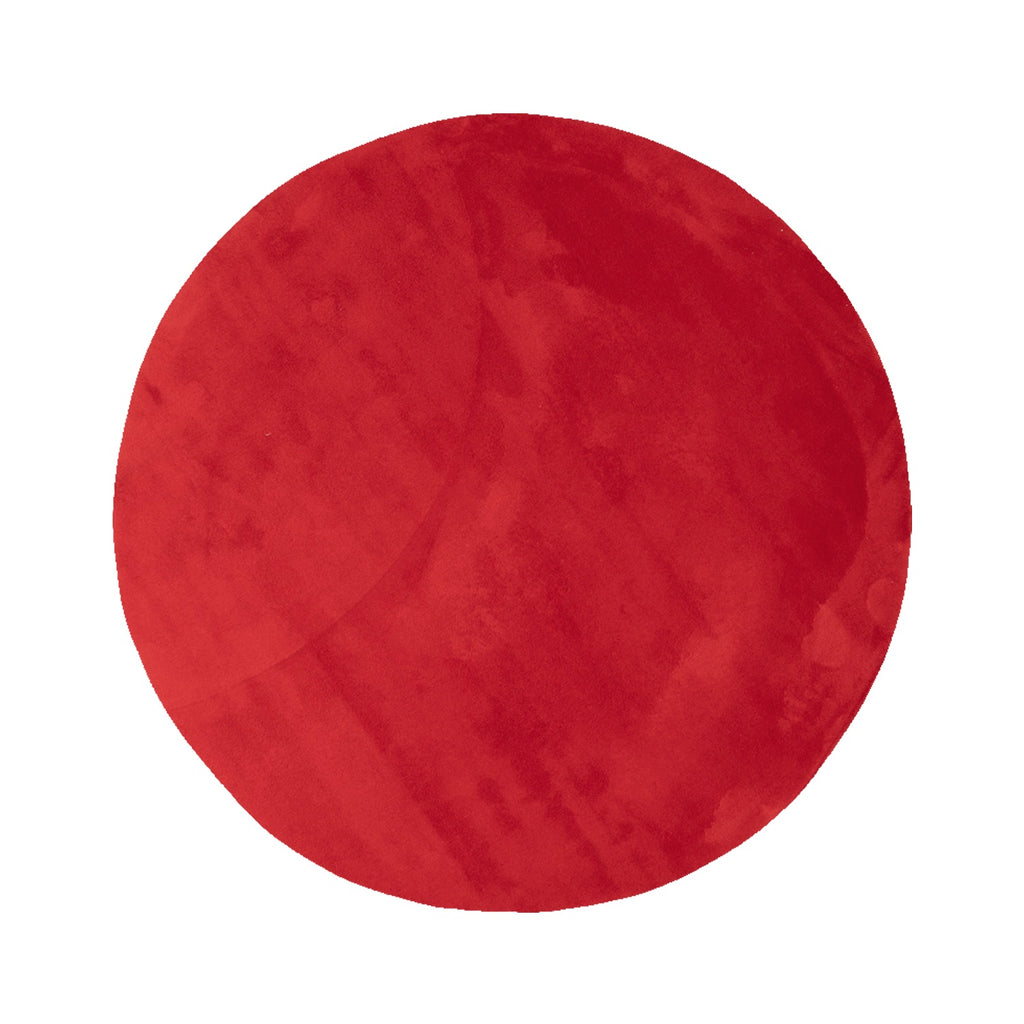 Round Washable Rug - Vivid Red