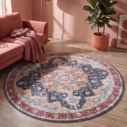 Round Vintage Rug - Azara Blue/Red