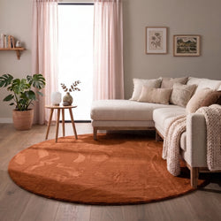 Round Low-Pile Rug – Cozy Terracotta
