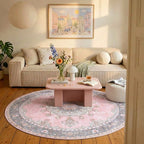 Round Vintage Rug - Lily Medallion Pink