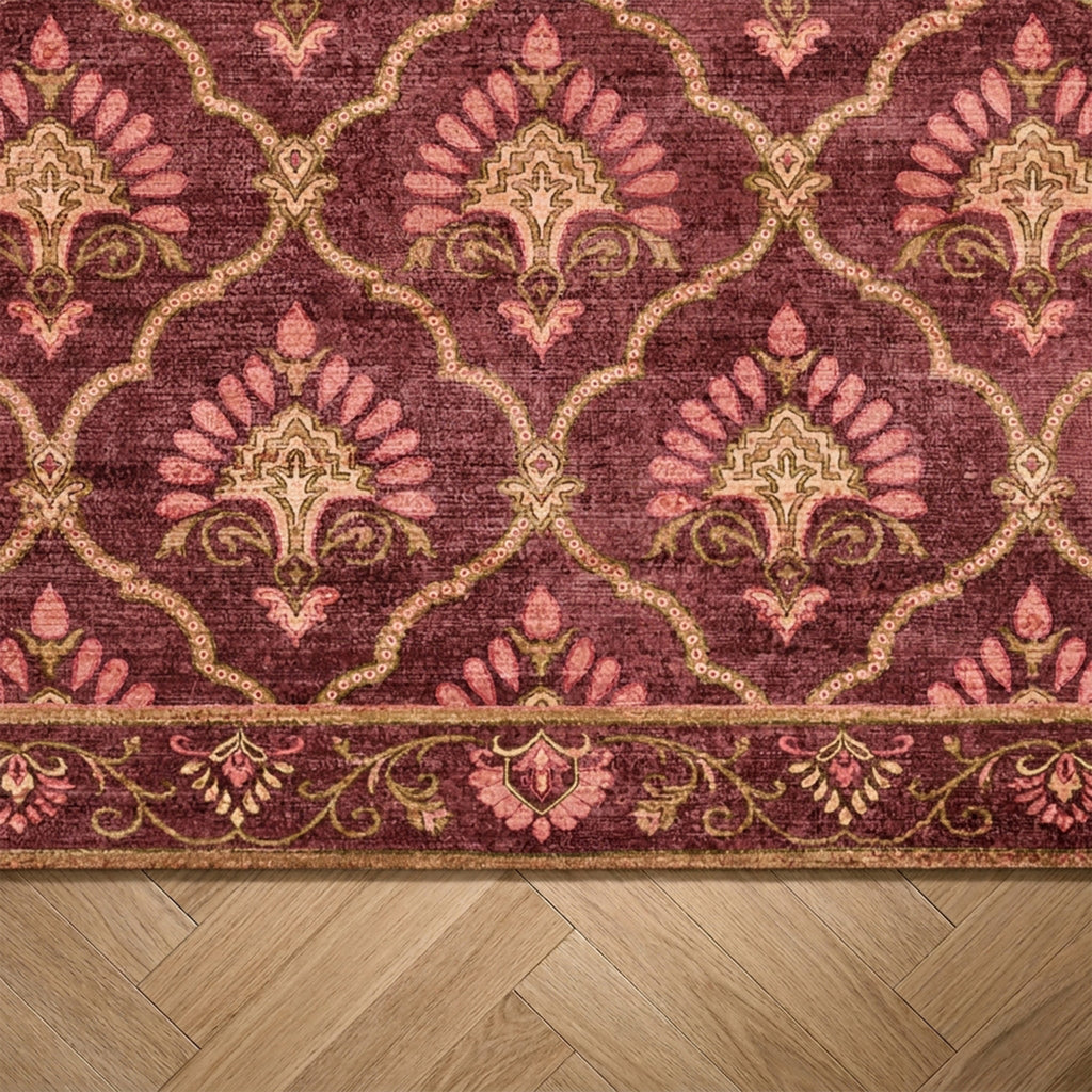 Vintage rug - Sage Grid Red