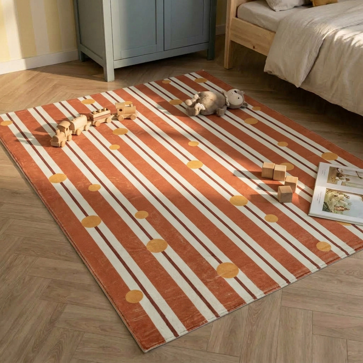 Washable children’s rug - Billy Dots Terracotta