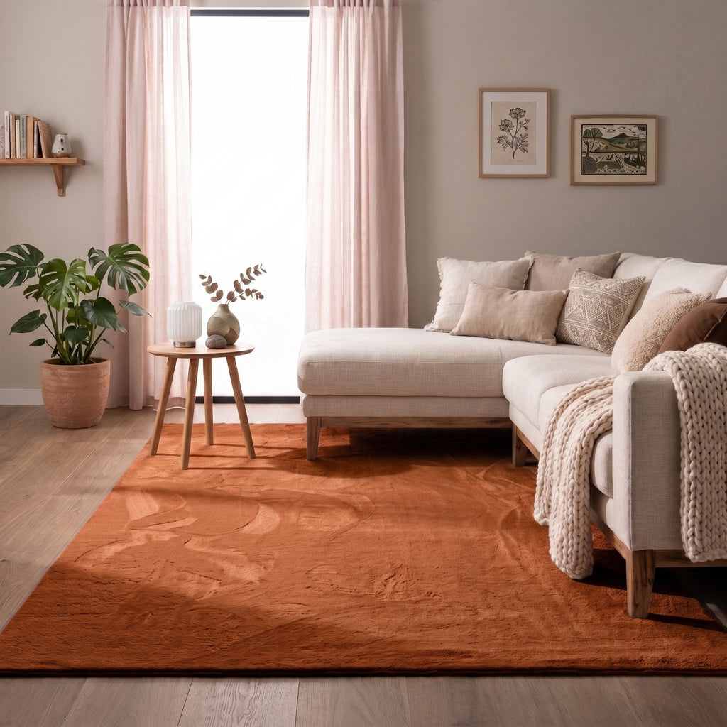 Soft Low-Pile Rug – Cozy Terracotta